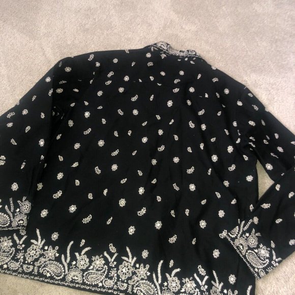 Quacker Factory Vintage Jacket Bandanna denim style beaded‎ large black - Picture 5 of 12